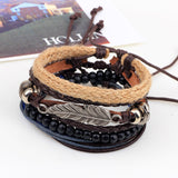 The Tribal Feather Wrist Band 4 Layered Set