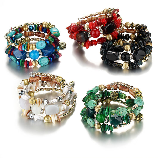 Multilayer Resin And Charm Stones Bracelet - 5 Designs  To Choose From!