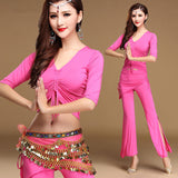 Modern Style V2 - Open Belly Top, Belt, And Pants Dance Set