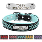 Personalized Embroidered Leather Dog Collar With Custom Name Tags!